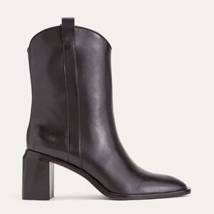 Everlane Black Leather Outlaw Western Ankle Bootie Size 7